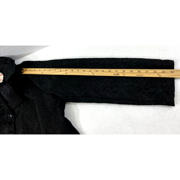 Toffee Apple Dress Coat Womens XXL Black Floral Button Up Jacket Pockets Unlined - Picture 9 of 12